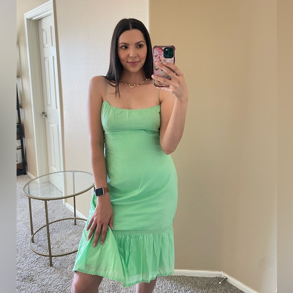 Vintage Gianni Bini Lime Green Midi Dress